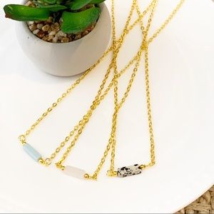 Minimalist Gemstone Bar Layering Necklace